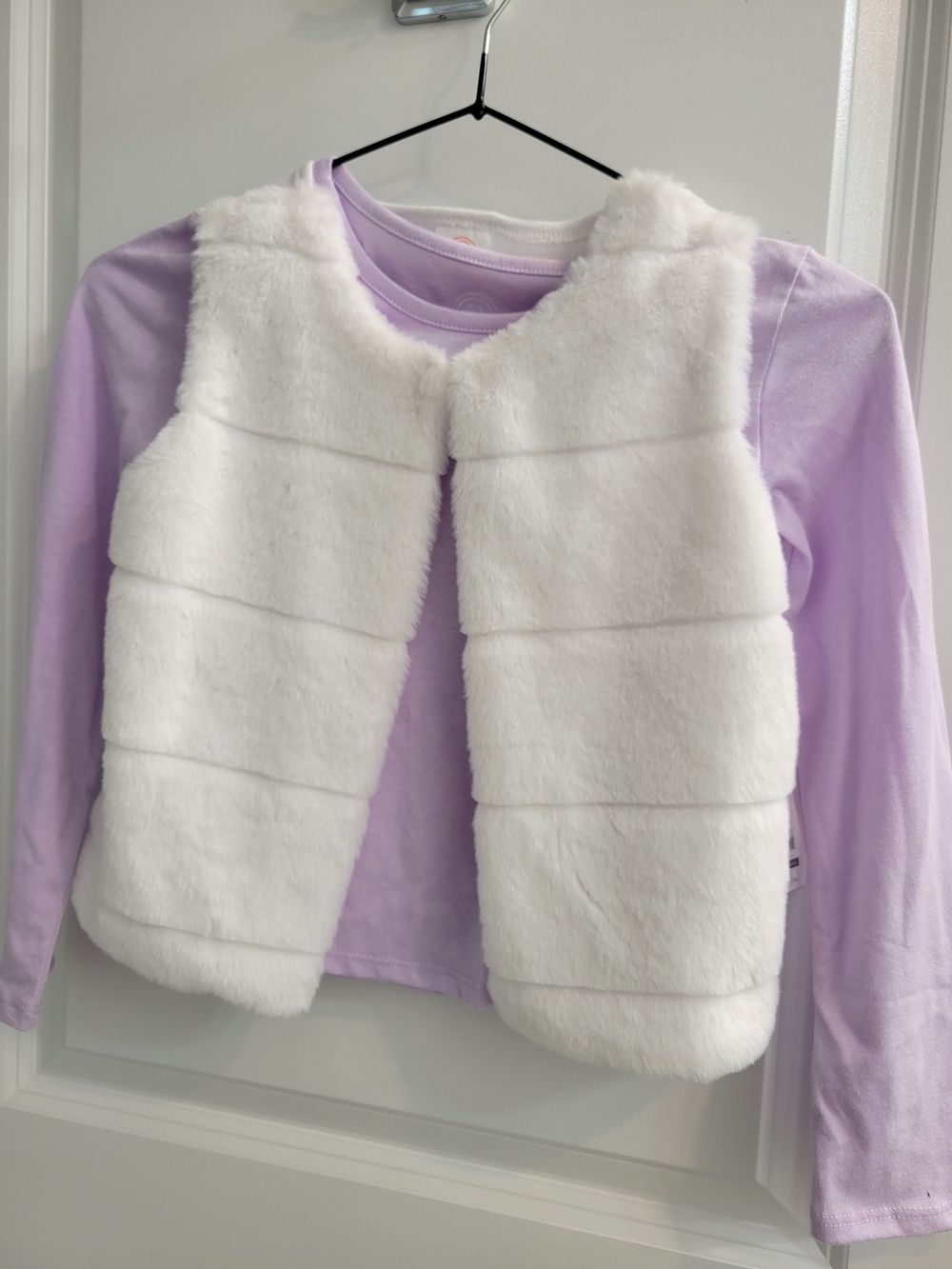 Big Girls Vest Wonder Nation Big Girls Faux Fur Vest Size S/6 Purple/White